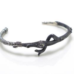Bough with Rope Bangle – Textured Oxidized